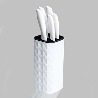 Cooker CKR2870 Akrilik Plastik Standlı 6 Parça Bıçak Seti Beyaz