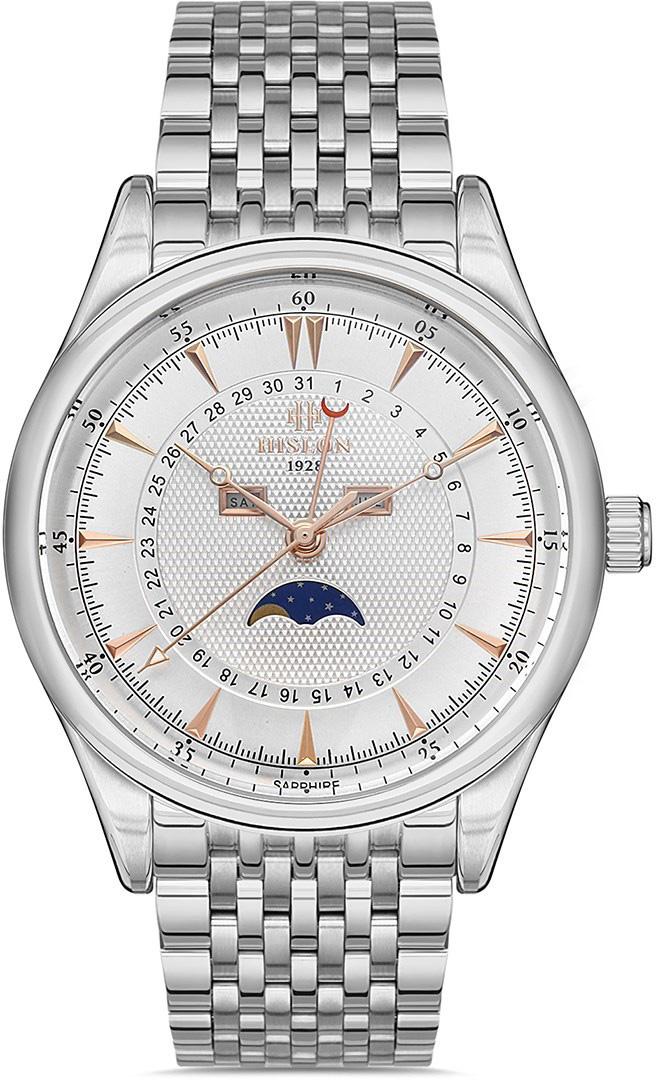 Hislon TM101S-02SR Takvimli 44 mm Çelik Kordon Analog Kol Saati