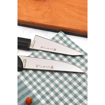 Castle Kitchen Mutfak Bıçak Seti 2 Parça Şef Bıçağı Sıyırma Et Ekmek Sebze Meyve Kesme Doğrama No :1 - Siyah