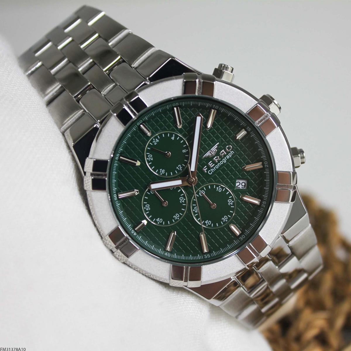 Ferro FM31378A10 Takvimli 45 mm Çelik Kordon Analog Erkek Kol Saati
