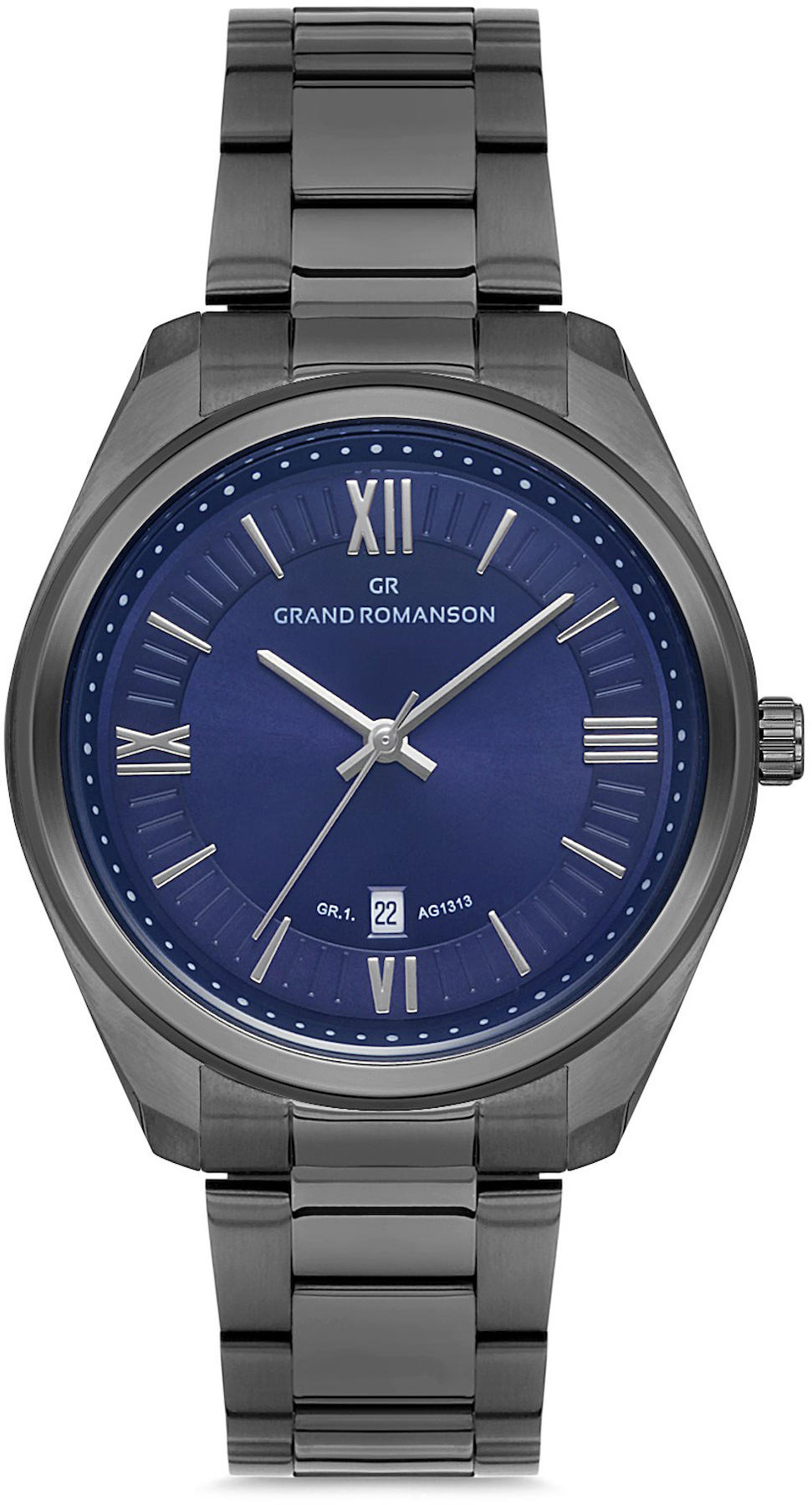 Romanson GR.1.AG1313.18 Takvimli 42 mm Füme Çelik Kordon Analog Kol Saati
