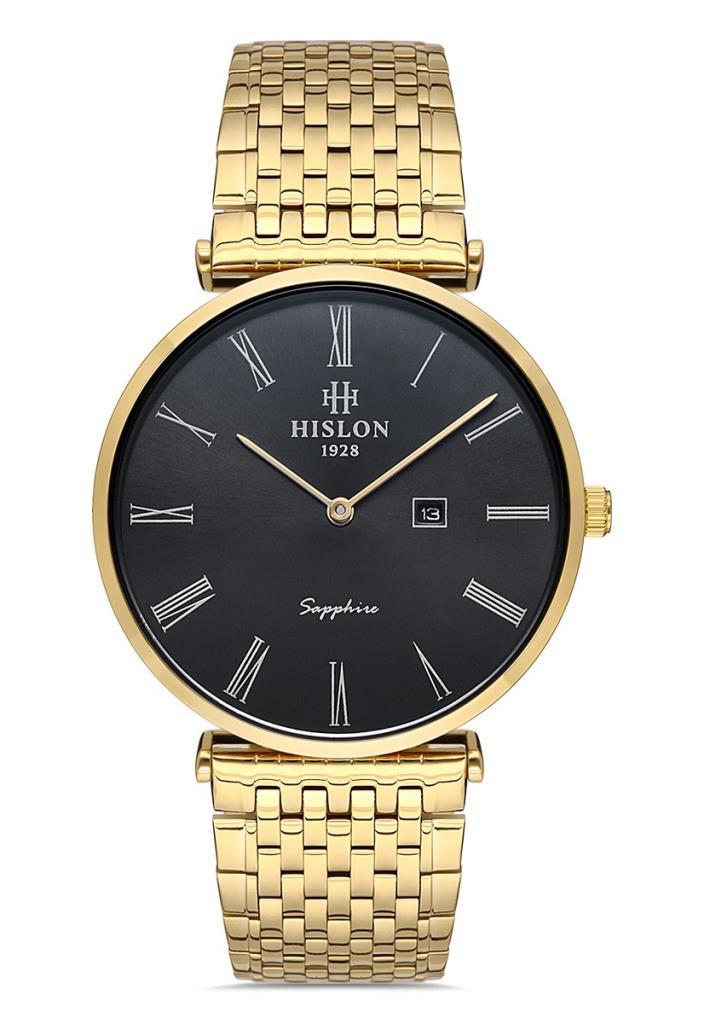 Hislon CL119G-04SG Takvimli 38 mm Altın Çelik Kordon Analog Erkek Kol Saati