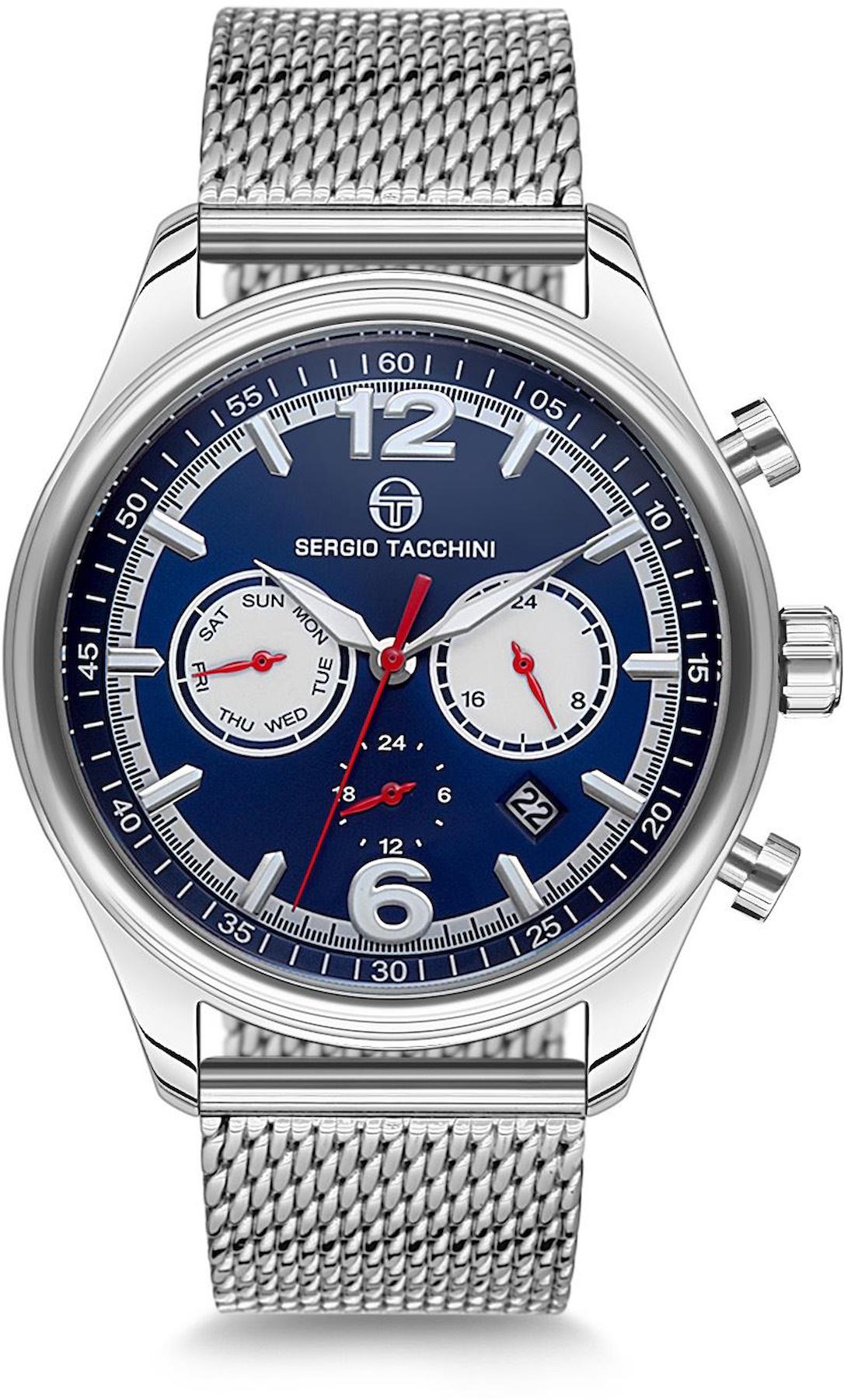 Sergio Tacchini ST.2.117.02 Takvimli Metal Kordon Analog Erkek Kol Saati
