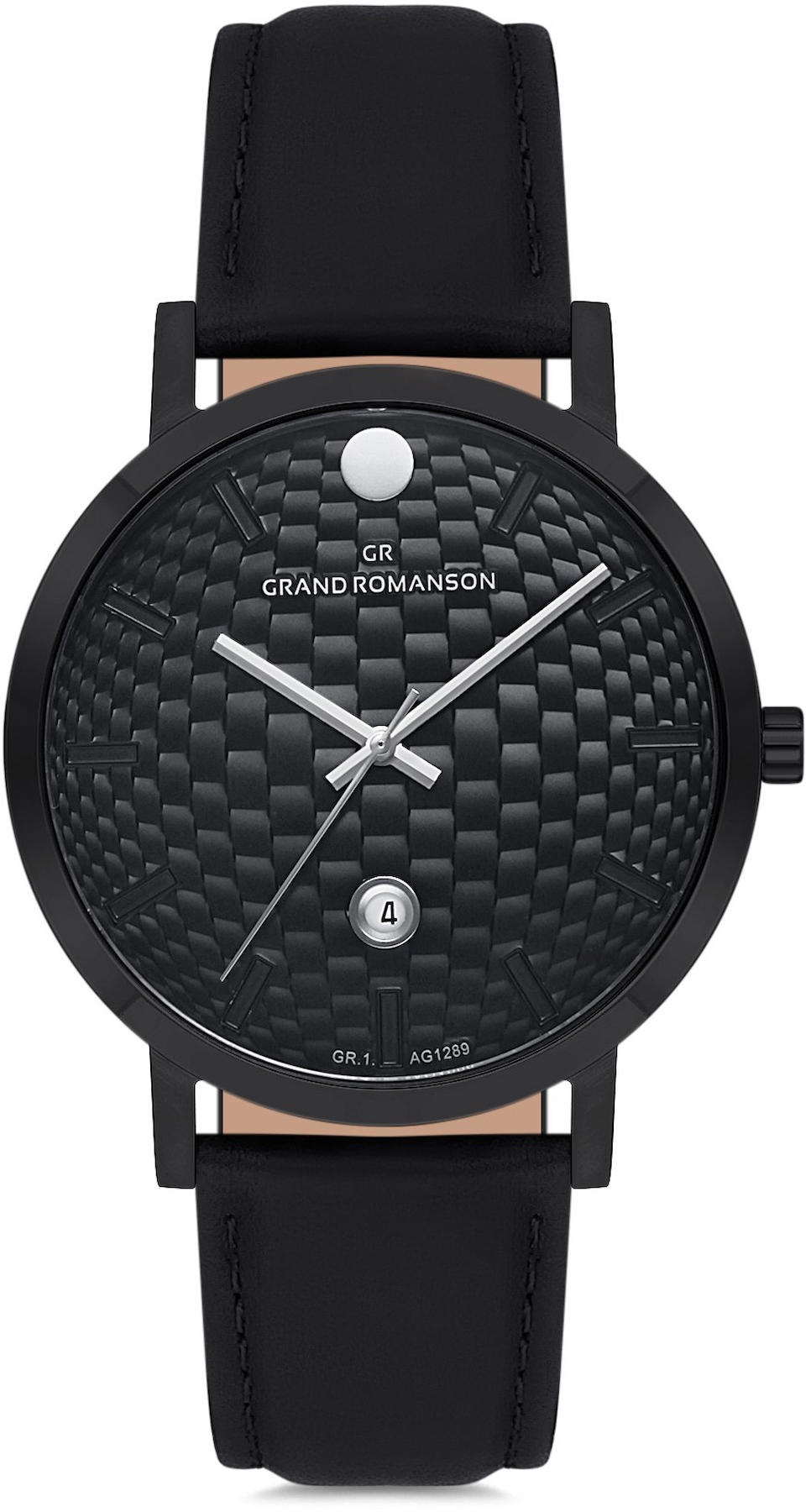 Romanson GR.1.AG1289.04 Takvimli 42 mm Siyah Deri Kordon Analog Kol Saati