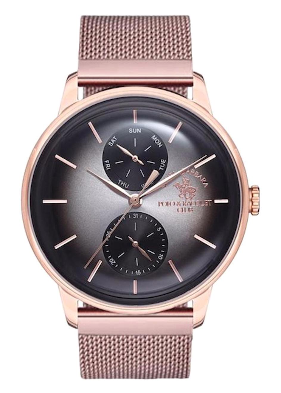 Santa Barbara Polo & Racquet Club SB.1.10107.4A Takvimli Rose Gold Metal Kordon Analog Erkek Kol Saati