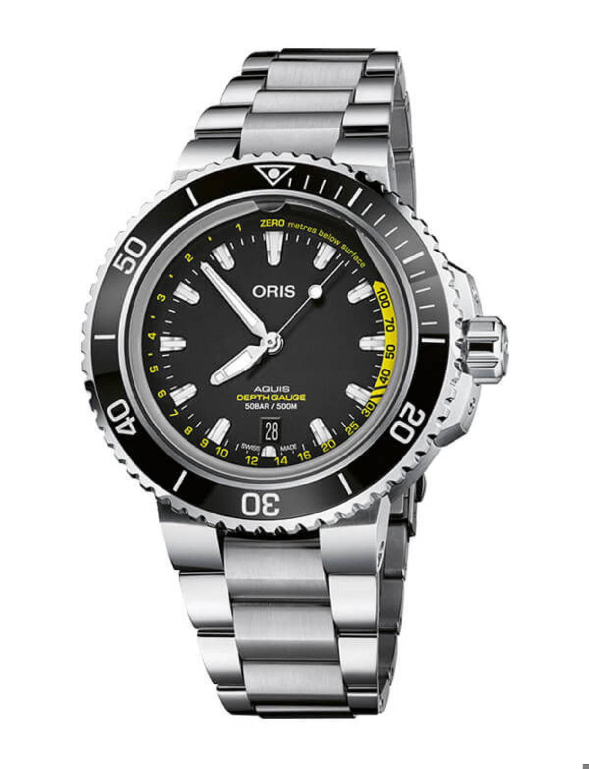 Oris Aquis Depth Gauge Takvimli Çelik Kordon Analog Kol Saati