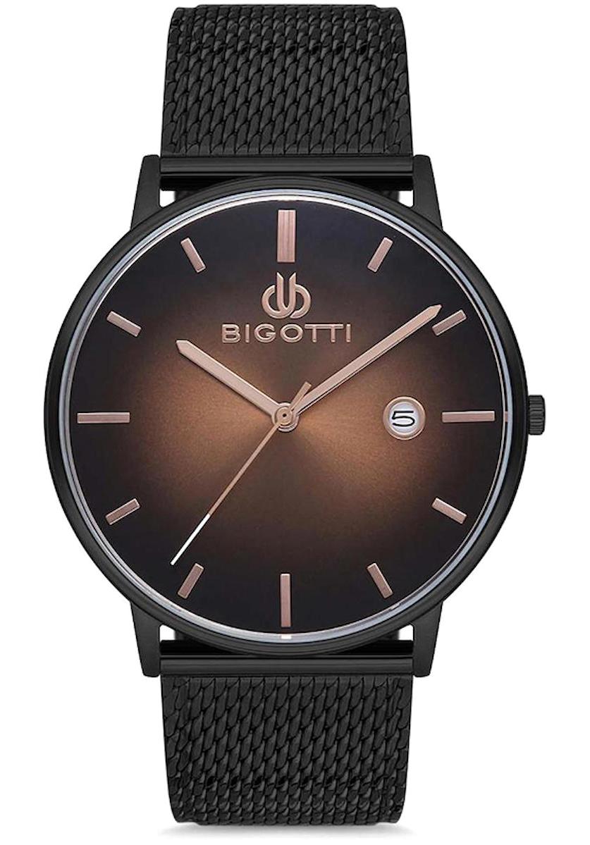 Bigotti BG.1.10120.6 Takvimli 42 mm Siyah Çelik-Hasır Kordon Analog Erkek Kol Saati