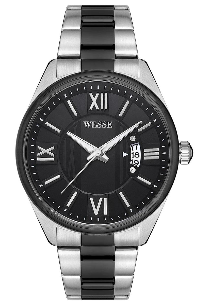 Wesse WWG207001 Takvimli 44 mm Gri-Siyah Çelik Kordon Analog Erkek Kol Saati