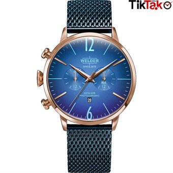 Welder Watch WWRC418 Pusulalı Takvimli 45 mm Lacivert Çelik Kordon Analog Erkek Kol Saati