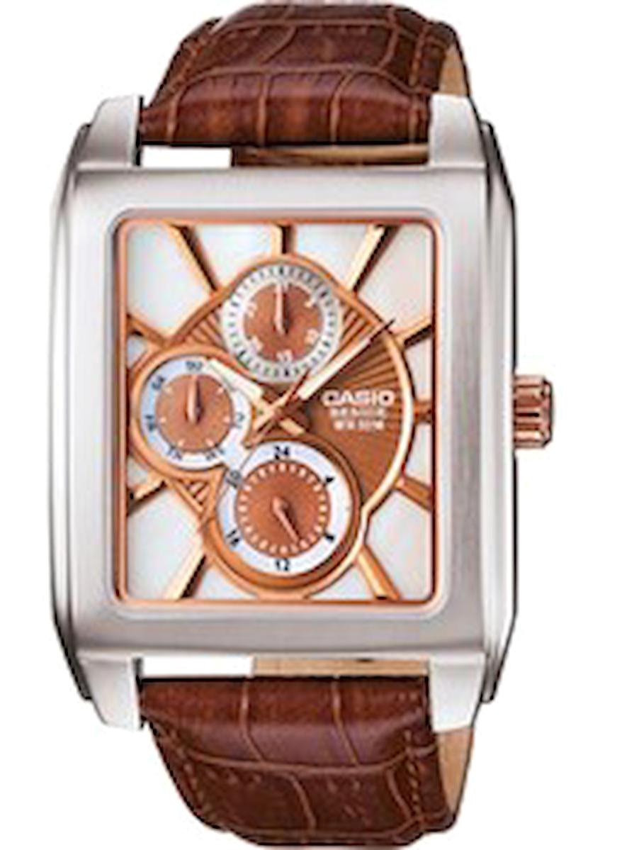 Casio BEM-306L-7AVDF Takvimli 36.5 mm Kahverengi Deri Kordon Analog Erkek Kol Saati