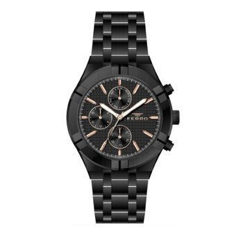 Ferro FM31378A-G Takvimli 45 mm Siyah Çelik Kordon Analog Erkek Kol Saati