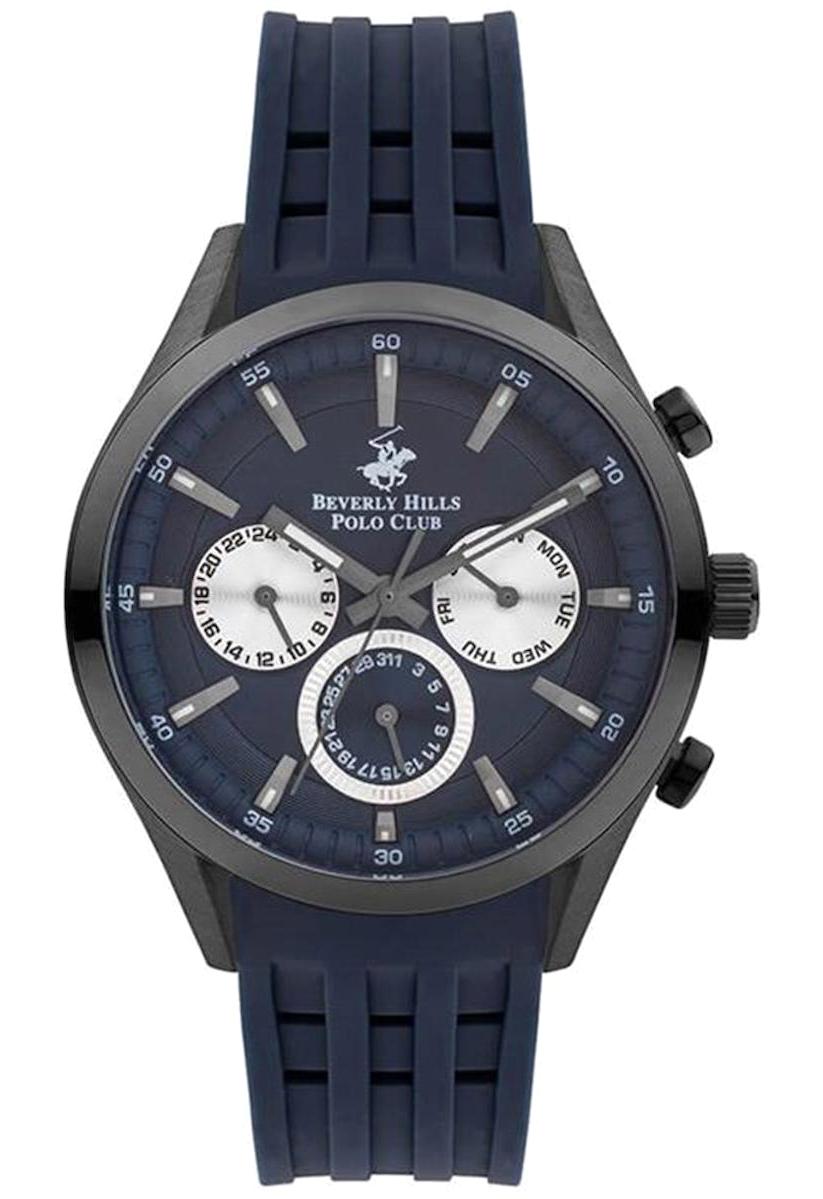 Beverly Hills Polo Club BP3042X099 Takvimli 44 mm Lacivert Silikon Kordon Analog Kol Saati