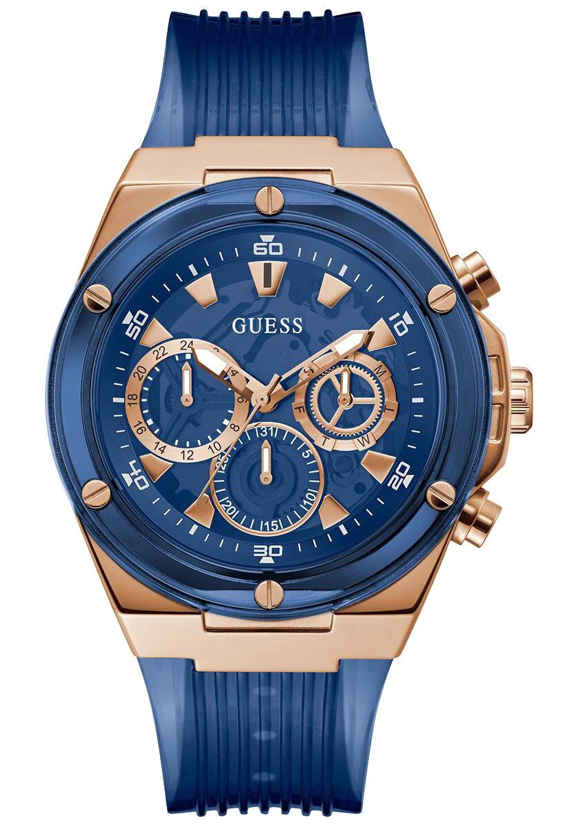 Guess GUGW0425G3 Pusulalı Takvimli Lacivert Silikon Kordon Analog Erkek Kol Saati