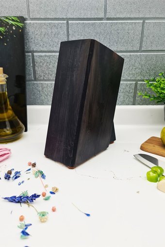 LAZBİSA Mutfak Bıçak Seti Standı Stant Takozu Ahşap Bıçaklık Estetik Doğal Damarlı