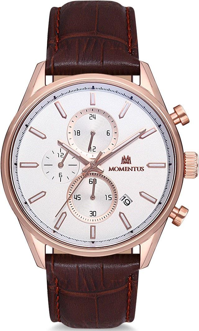 Momentus CC107R-02KR Takvimli 44 mm Kahverengi Deri Kordon Analog Kol Saati