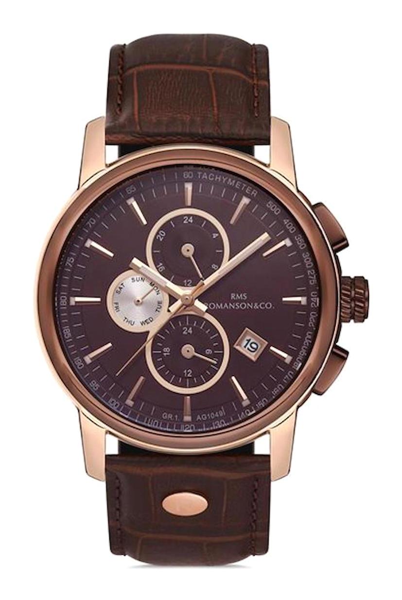 Romanson RMS.1.AG1049.13 Takvimli 45 mm Kahverengi Deri Kordon Analog Erkek Kol Saati
