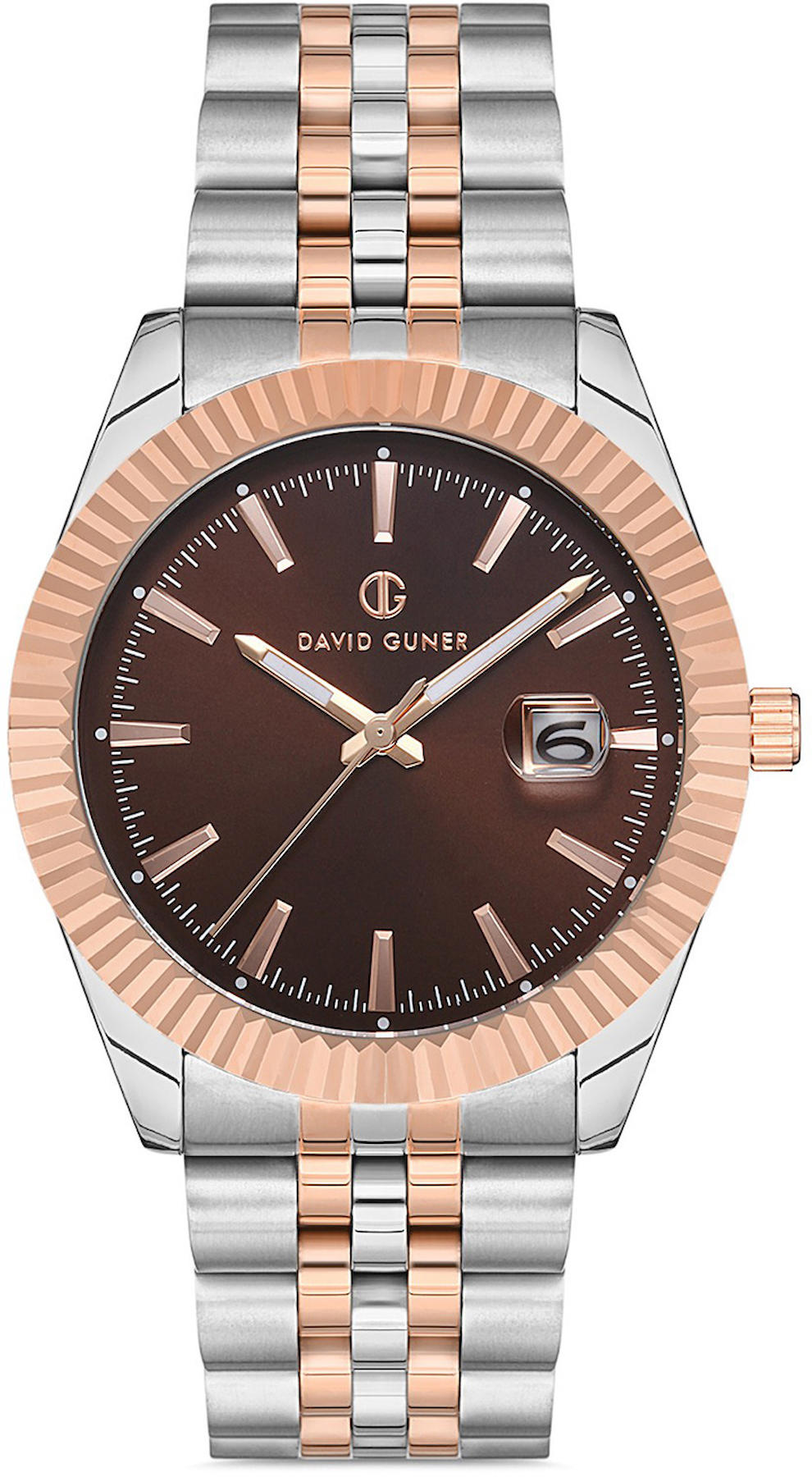 David Guner DG-8149GA-E6 Takvimli 42 mm Çelik Kordon Analog Kol Saati