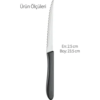 Grimor Life 2 Parça Paslanmaz Çelik Ultra Keskin Siyah Renk Bıçak Seti - Meyve Et Ekmek Doğrama Bıçağı - 6 LI SİYAH