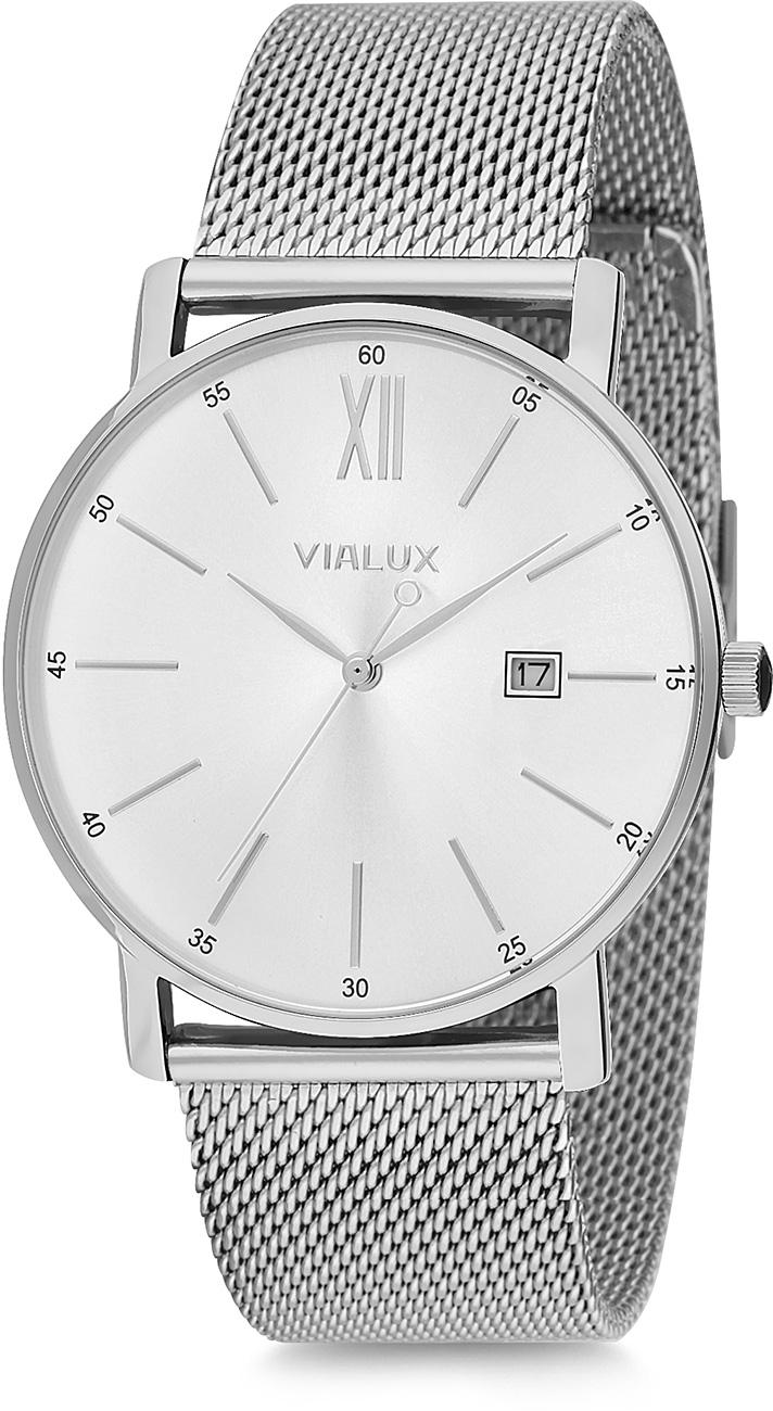 Vialux AS712S-02SS Takvimli 40 mm Çelik Kordon Analog Kol Saati