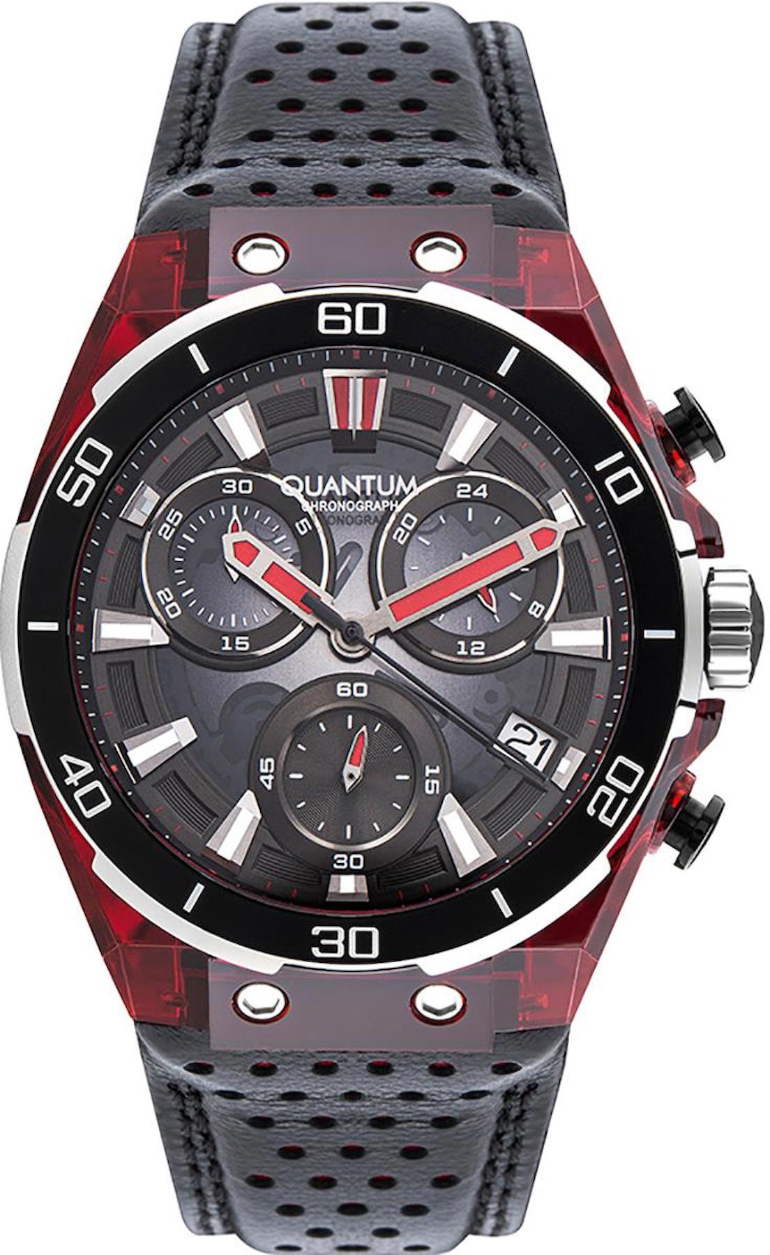 Quantum PWG1107.851 Takvimli 43 mm Siyah Deri Kordon Analog Erkek Kol Saati
