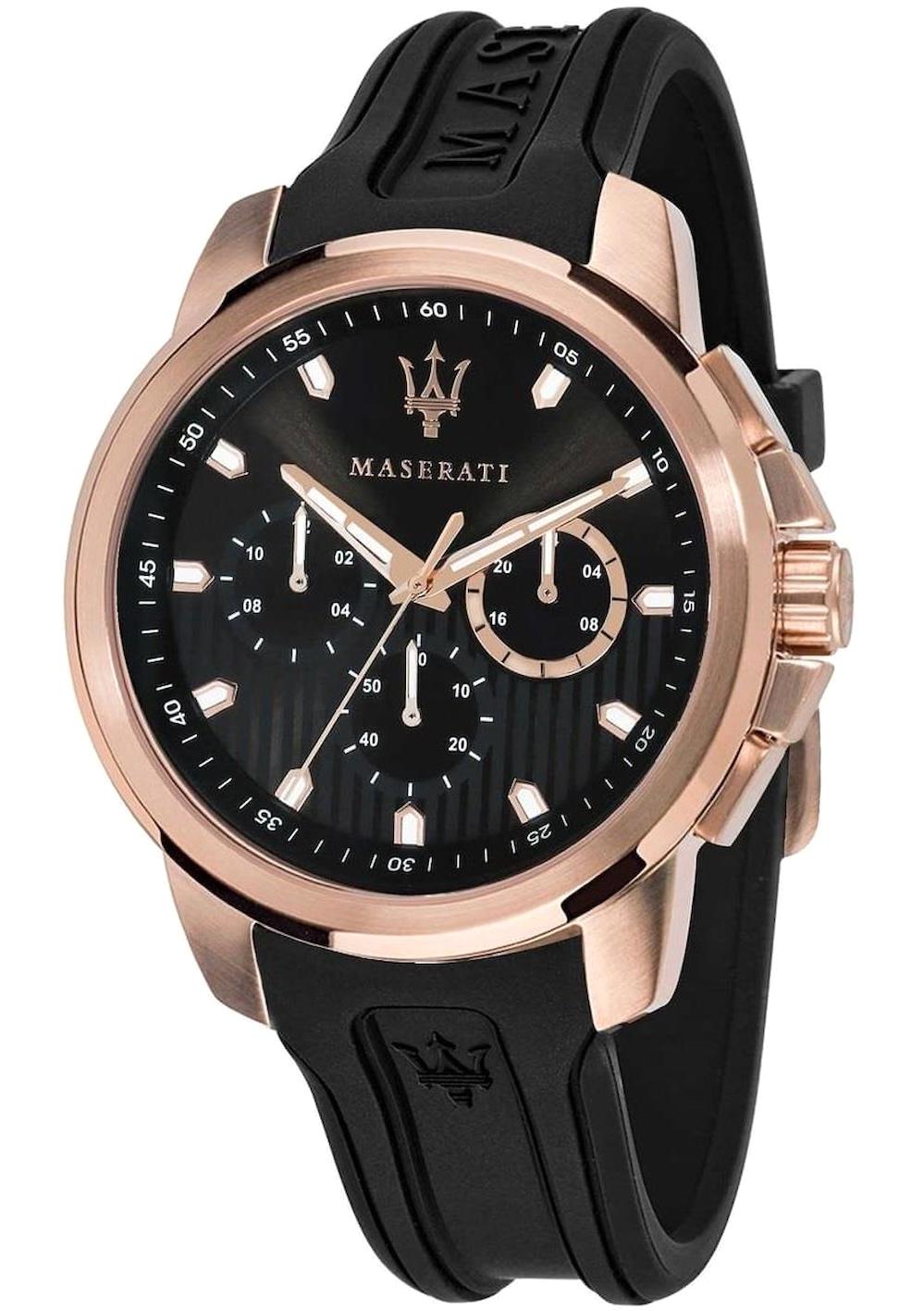 Maserati R8851123008 Takvimli 44 mm Siyah Silikon Kordon Analog Erkek Kol Saati