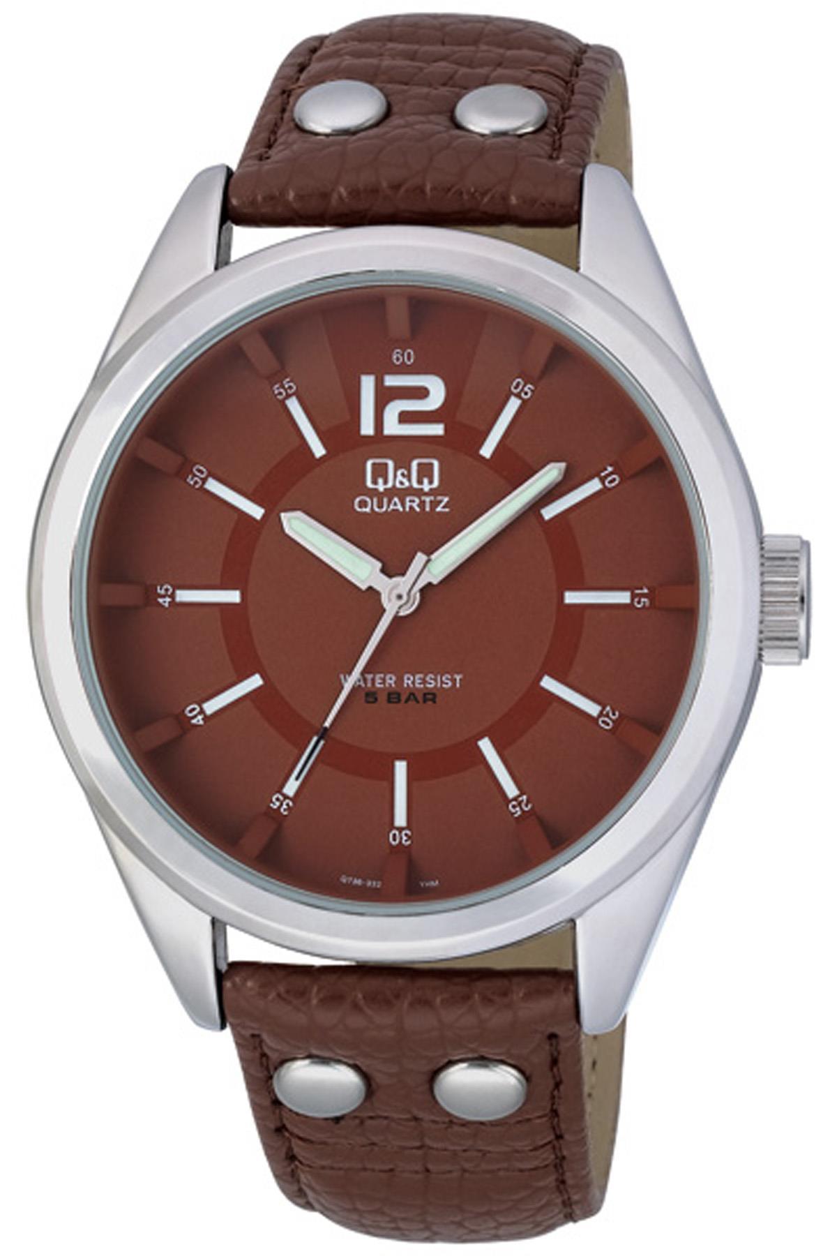 Q&Q 3A758 42 mm Kahverengi Deri Kordon Analog Erkek Kol Saati