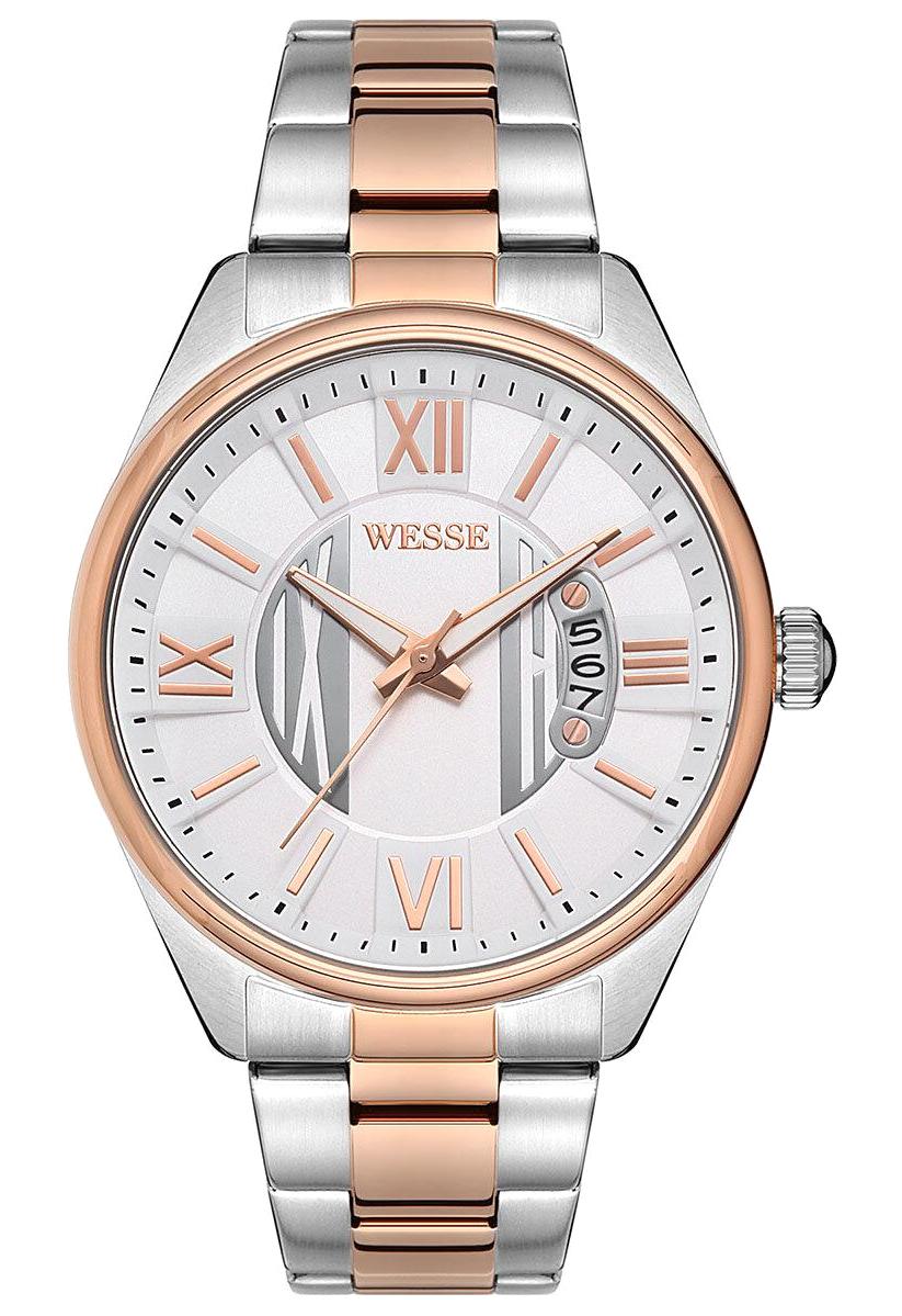 Wesse WWG207002 Takvimli 44 mm Gri-Rose Gold Çelik Kordon Analog Erkek Kol Saati