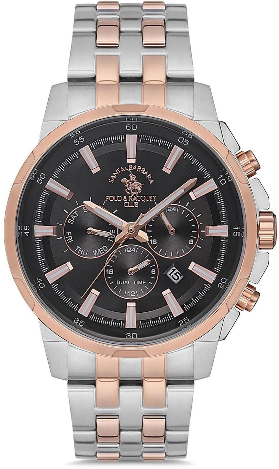 Sergio Tacchini ST.1.10204.4 Takvimli 43 mm Gri-Rose Gold Çelik Kordon Analog Kol Saati