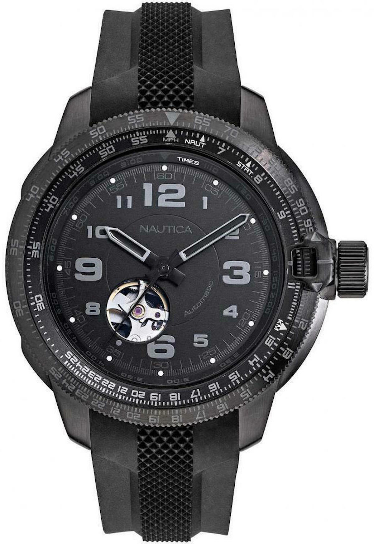 Nautica NAPMBF901 46-50 mm Siyah Silikon Kordon Analog Erkek Kol Saati
