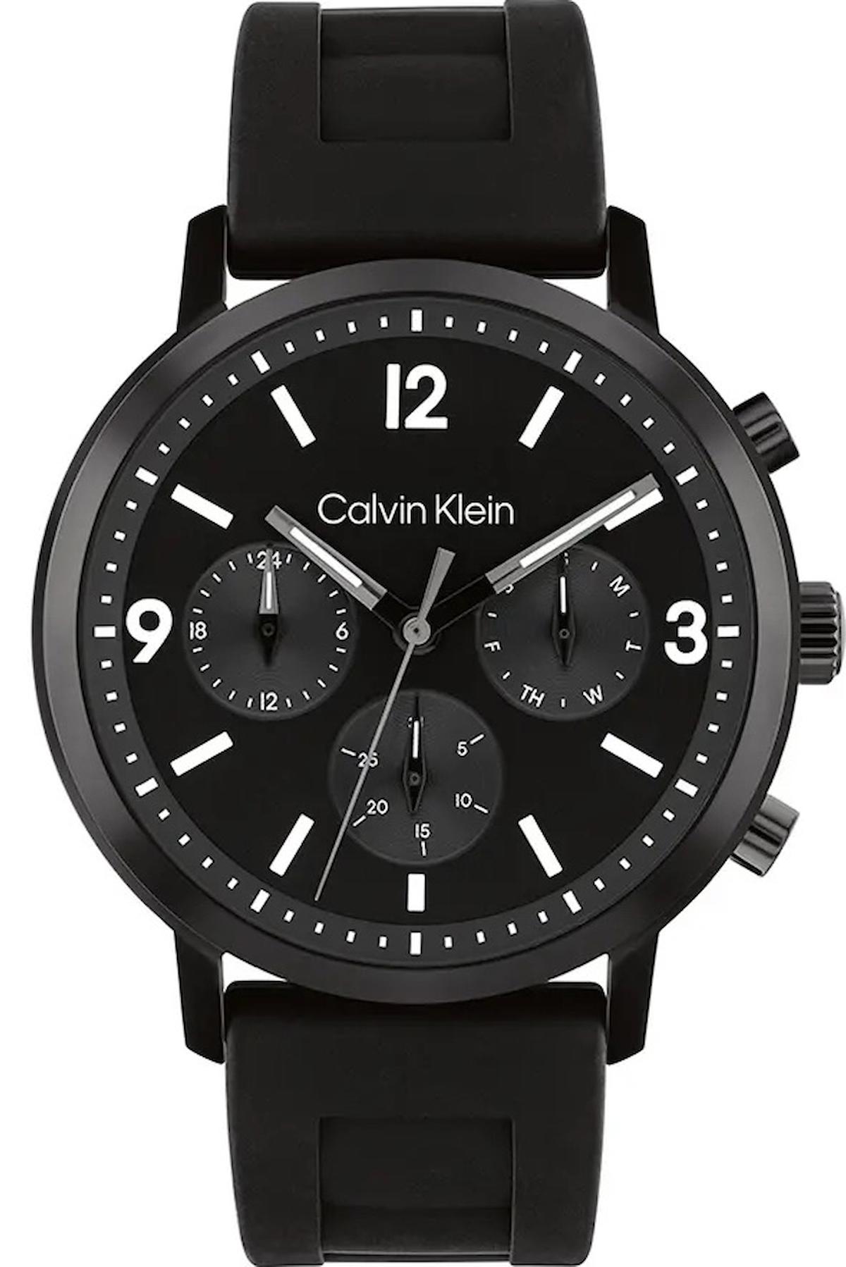 Calvin Klein CK25200461 Takvimli 44 mm Siyah Silikon Kordon Analog Erkek Kol Saati