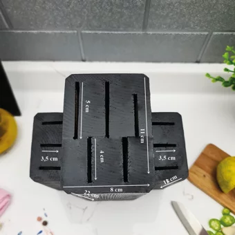 Lazbisa Mutfak Bıçak Seti Standı Stant Takozu Ahşap Bıçaklık Estetik Doğal Damarlı Vernikli ( 11 Hazneli )
