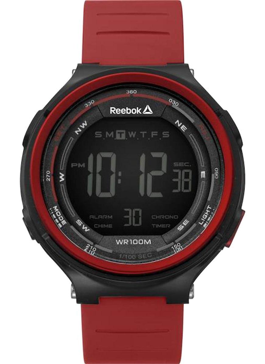 Reebok RD-KLS-G9-PBPR-BR Takvimli 46 mm Kırmızı Silikon Kordon Dijital Kol Saati