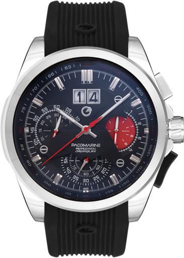 Pacomarine PM.51011.09 Takvimli 44 mm Siyah Silikon Kordon Analog Erkek Kol Saati