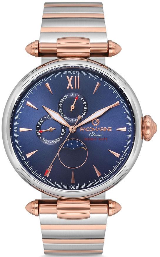 Pacomarine PM.61208.01 Takvimli 45 mm Gri-Rose Gold Çelik Kordon Analog Erkek Kol Saati