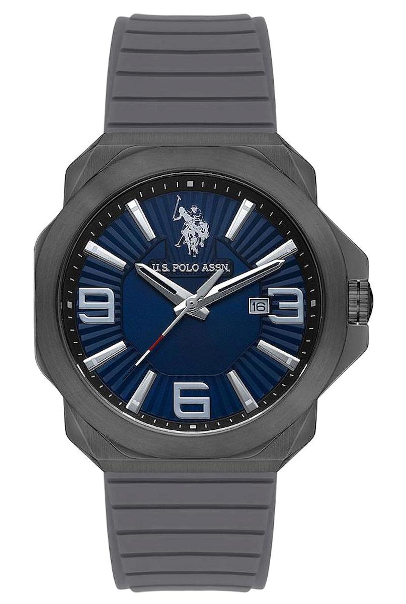 U.S. Polo Assn USPA1065-03 Takvimli 43 mm Gri Silikon Kordon Analog Erkek Kol Saati