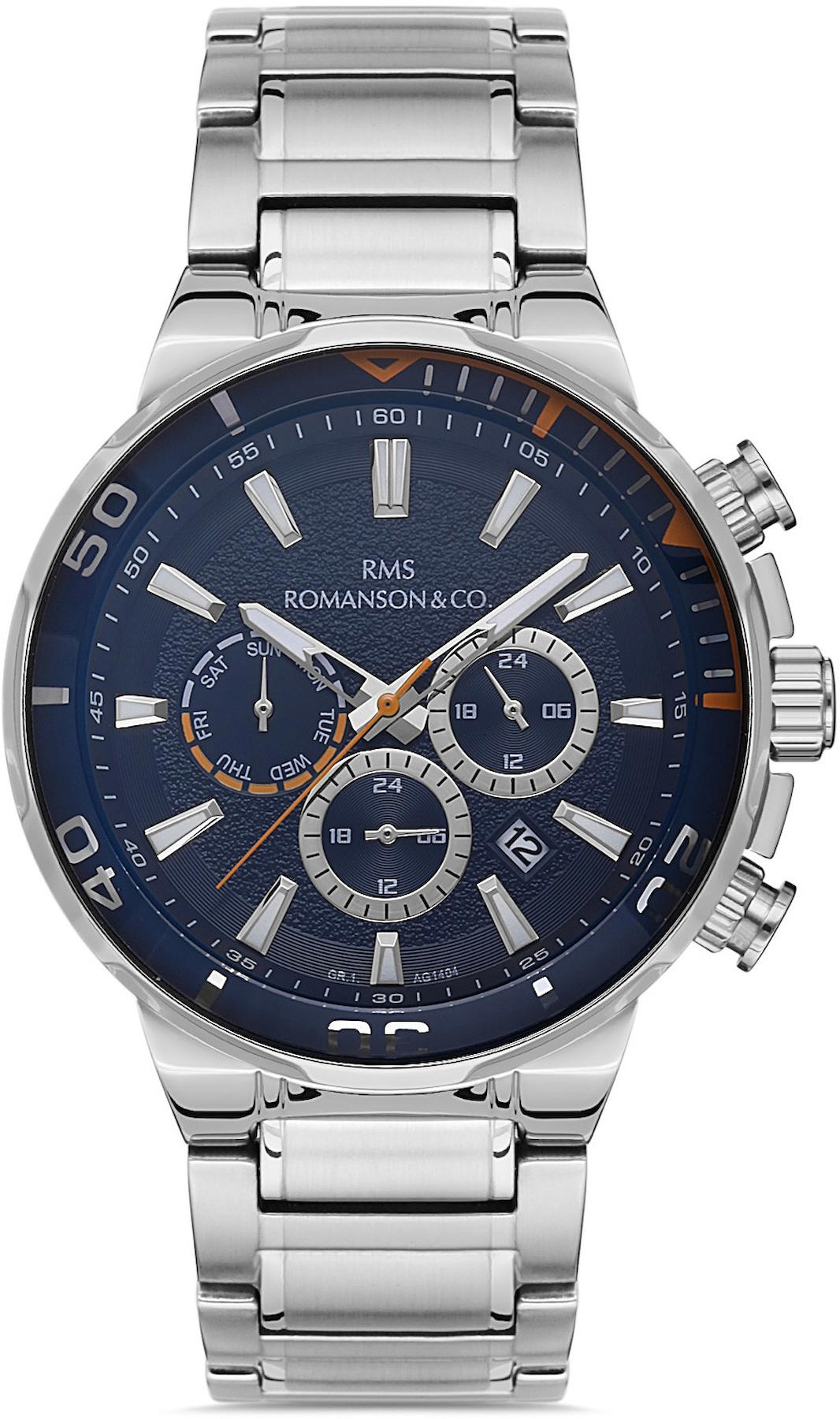 Romanson GR.1.AG1404.02 Takvimli 44 mm Çelik Kordon Analog Kol Saati