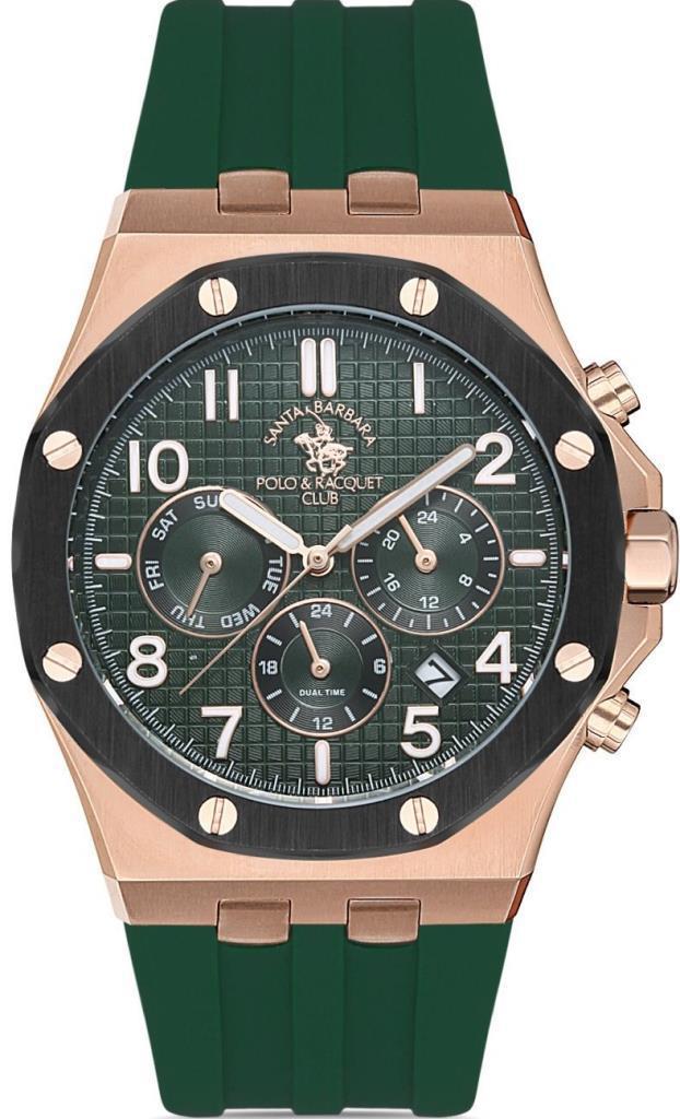 Santa Barbara Polo & Racquet Club SB.1.10211.5 Takvimli 43 mm Yeşil Silikon Kordon Analog Kol Saati