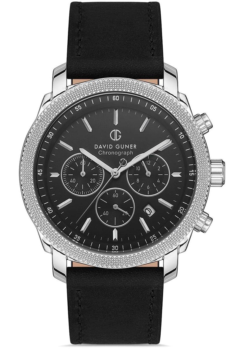 David Guner DG-8052GB-J2 Takvimli 43 mm Siyah Deri Kordon Analog Erkek Kol Saati