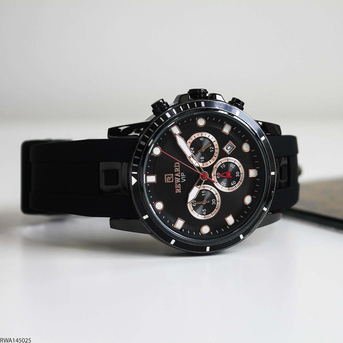 Reward RWA145025 Takvimli 45 mm Siyah Silikon Kordon Analog Erkek Kol Saati
