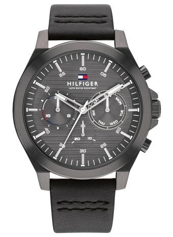 Tommy Hilfiger TH1710634 Takvimli 45 mm Siyah Deri Kordon Analog Erkek Kol Saati