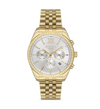 Best My Silver JPC.0622 Takvimli 42 mm Altın Çelik Kordon Analog Erkek Kol Saati