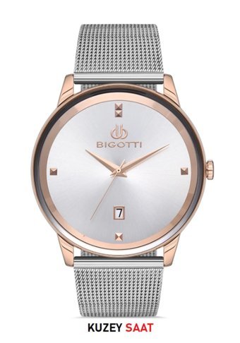 Bigotti BG.1.10230.3 Takvimli 44 mm Çelik Kordon Analog Erkek Kol Saati
