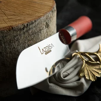 Lazbisa Mutfak Bıçak Seti Et Kemik Sebze Meyve Şef Bıçağı Santaku Red Craft Serisi 2li Set