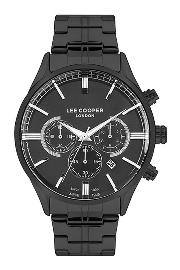 Lee Cooper LC07367.650 Takvimli 44 mm Siyah Çelik Kordon Analog Kol Saati
