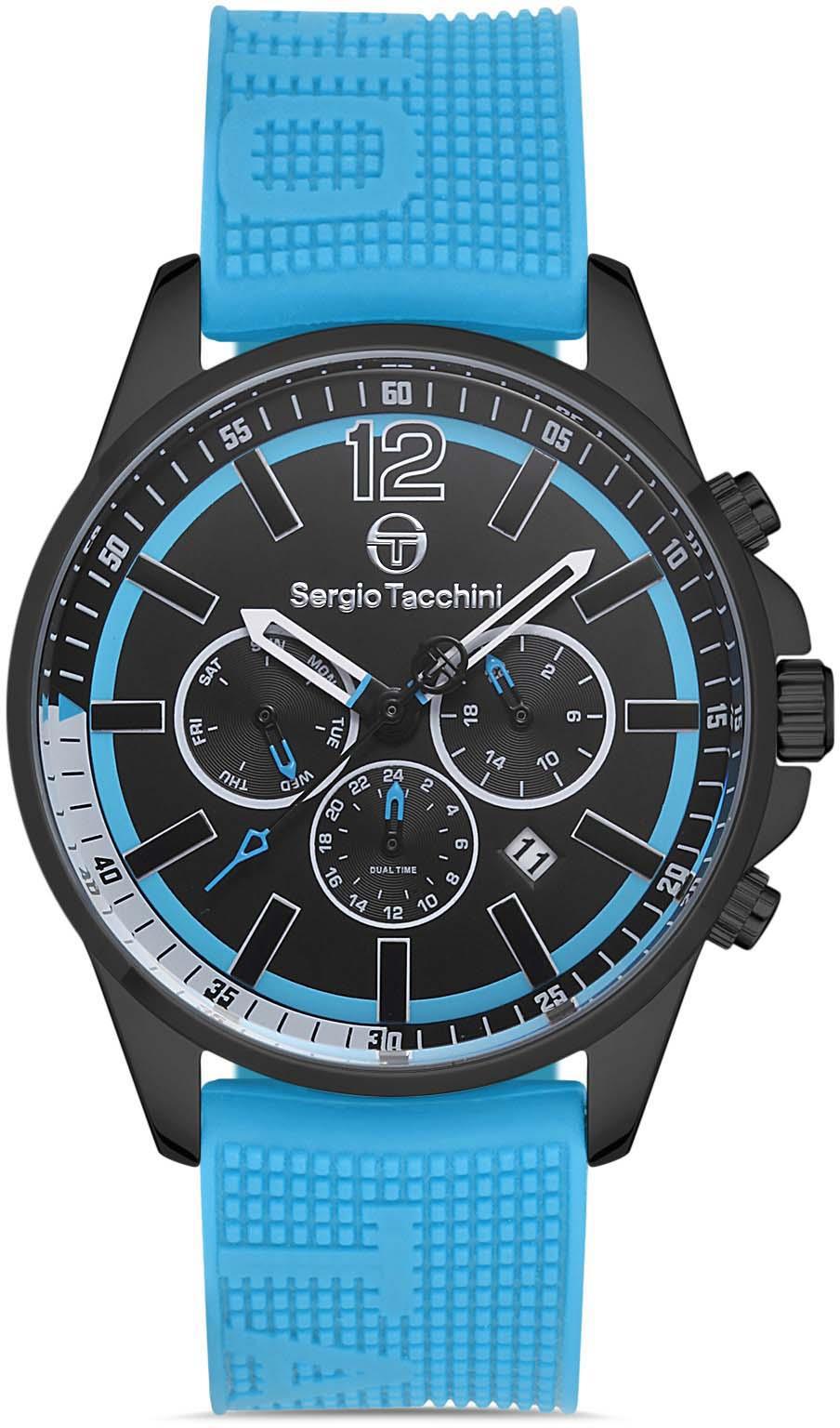 Sergio Tacchini ST.1.10210.6 Takvimli 43 mm Mavi Silikon Kordon Analog Erkek Kol Saati