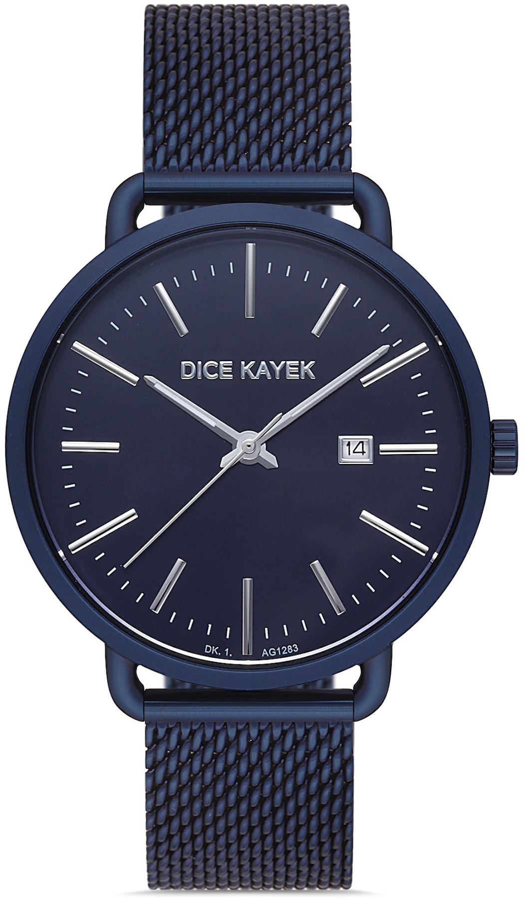 Dice Kayek DK.1.AG1283.08 Takvimli 43 mm Lacivert Çelik Kordon Analog Kol Saati