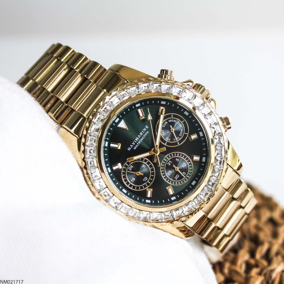 Navimarine NM021717 Takvimli 45 mm Altın Çelik Kordon Analog Erkek Kol Saati