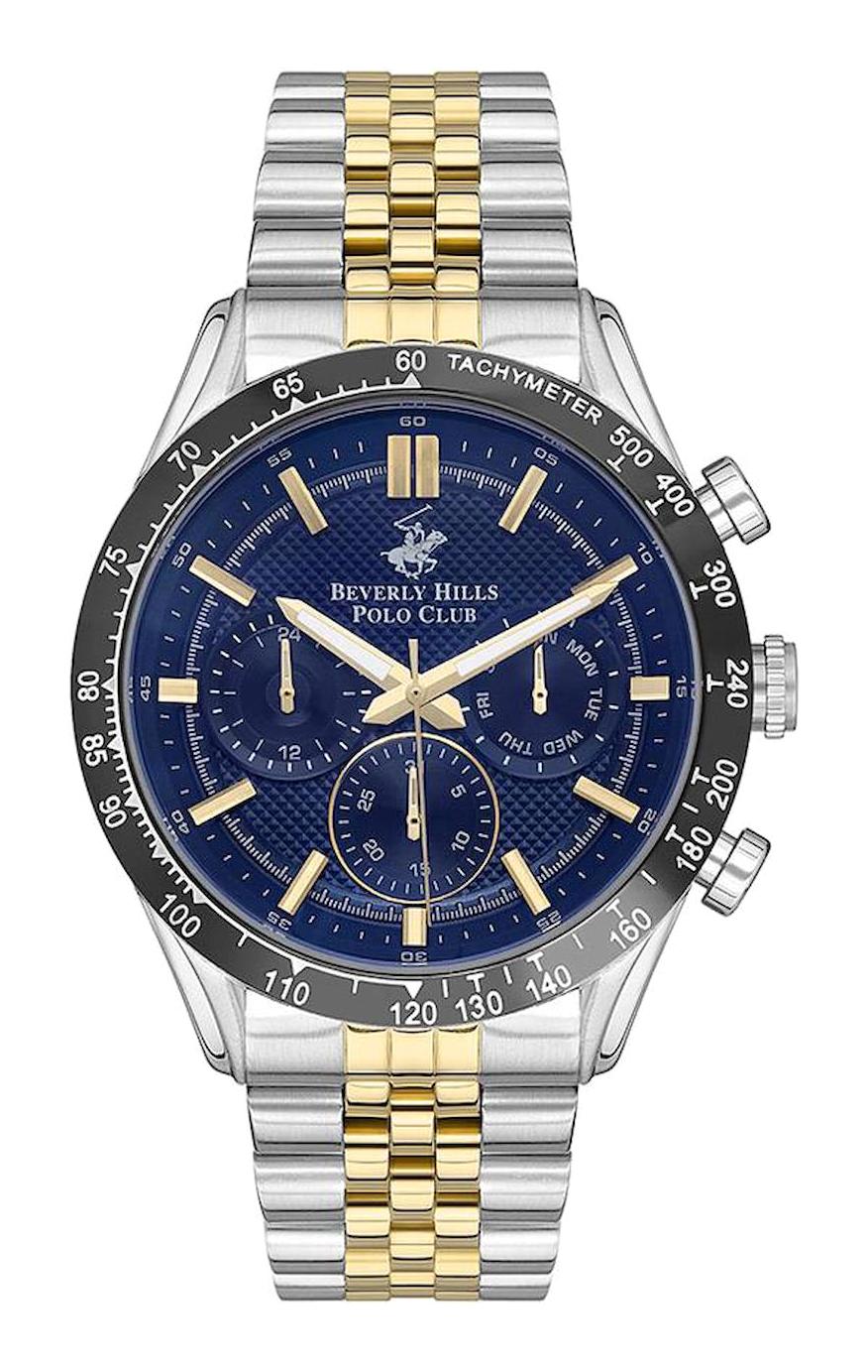 Beverly Hills Polo Club BP3316X390 Takvimli 46 mm Altın-Çelik Kordon Analog Erkek Kol Saati