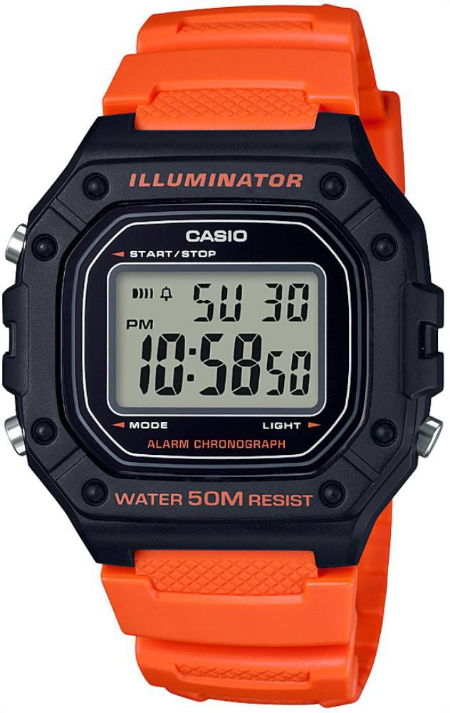 Casio W-218H-4B2VDF Takvimli 41 mm Turuncu Silikon Kordon Dijital Kol Saati