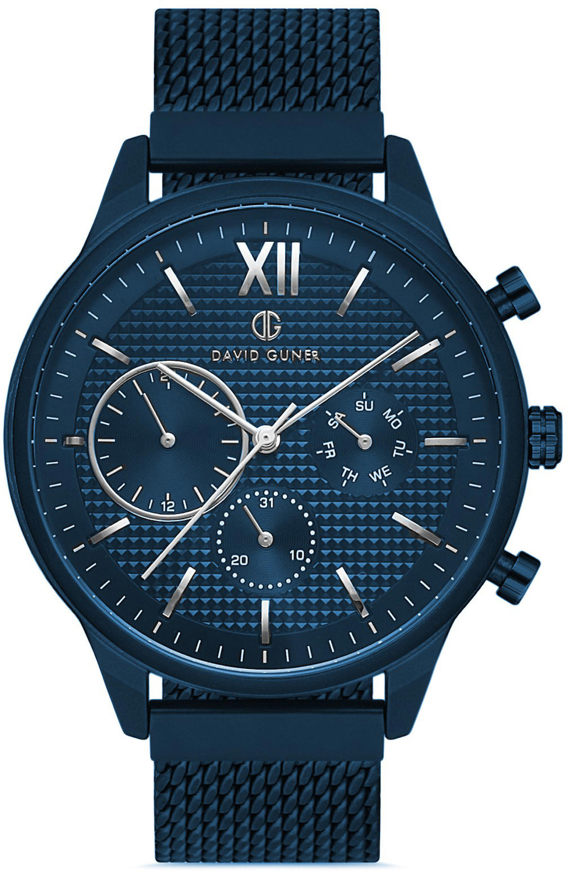 David Guner DG-8213GC-H3E Takvimli 42 mm Lacivert Metal Kordon Analog Kol Saati
